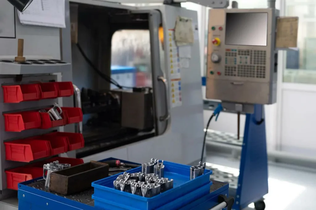 Dílna CNC s hotovými díly zdůrazňuje roli CNC oproti 3D tisku ve výrobě.